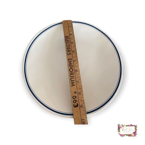 Rae Dunn “EaT” Navy Blue Line Trim Dinner Plate - Picture 5 of 7